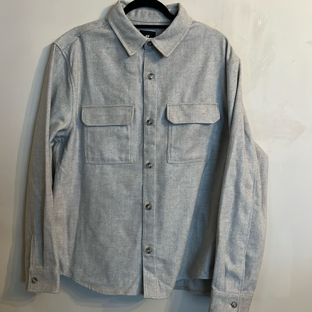 H&M Felted Shacket Size L Beige/ Tan in Color